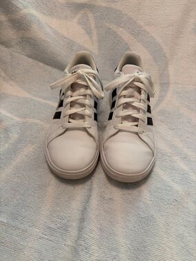 adidas White Sneakers with Black Three-Stripes